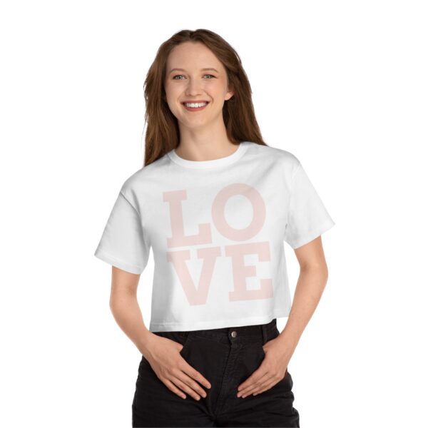 Cropped T-Shirt with 'LOVE' Design - Women's Heritage Tee for Casual StyleCustom women’s tank tops are an absolute summer hit and a year-round layering staple. Dive into our collection of print-on-demand women’s tank tops and bring - Image 2