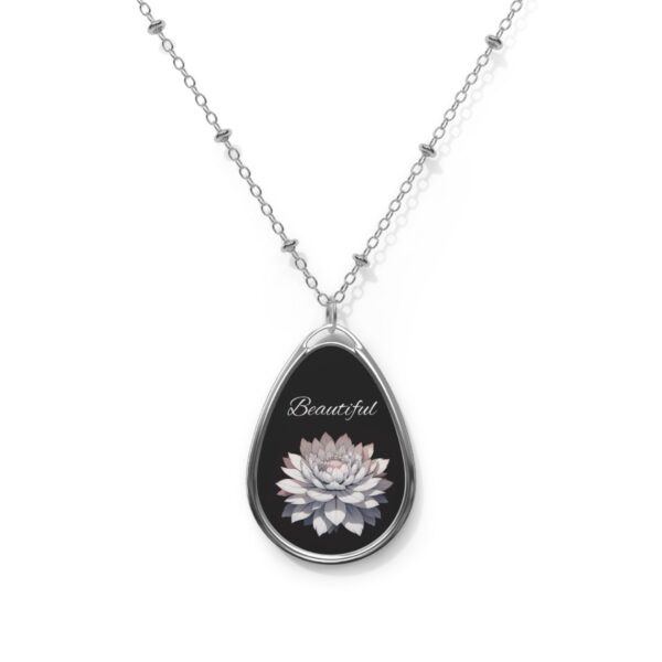 Beautiful Lotus Oval Necklace - Elegant Silver Jewelry for Women