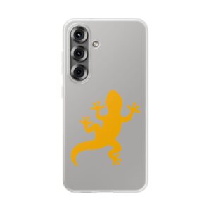 Gecko Silhouette Clear Phone Case — Bright Yellow Lizard Design