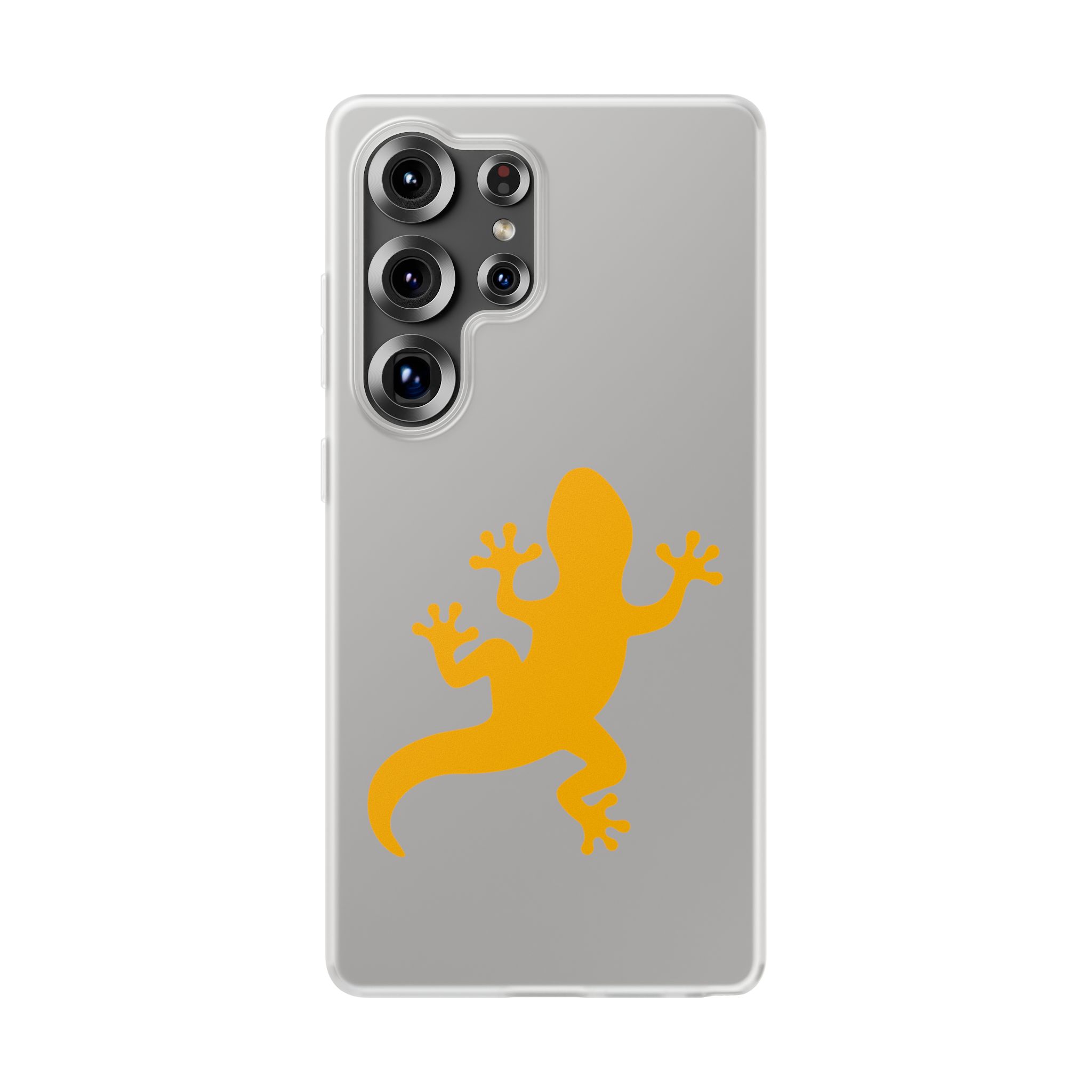 Gecko Silhouette Clear Phone Case — Bright Yellow Lizard Design - Image 3