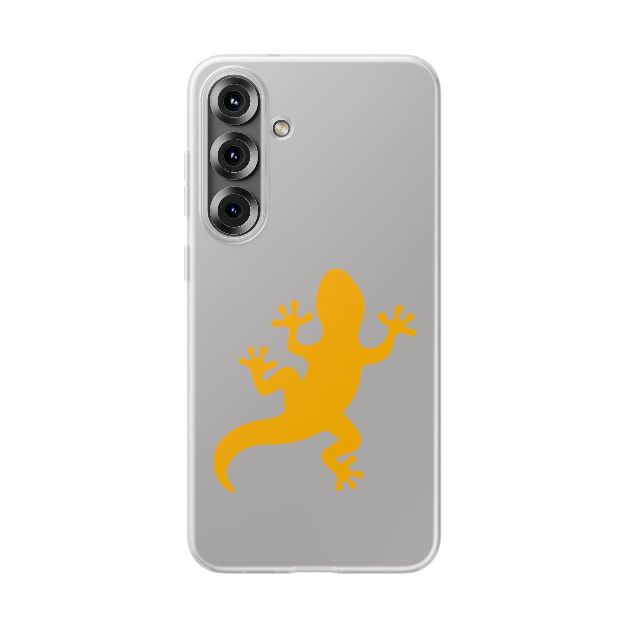 Gecko Silhouette Clear Phone Case — Bright Yellow Lizard Design - Image 2