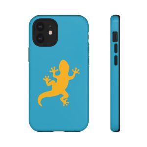 Gecko Silhouette Tough Phone Case — Bright Blue & Yellow Protective Cover